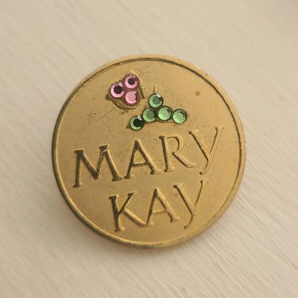 Mary Kay Cosmetics Vintage Rhinestone Lapel Pin Brooch Badge